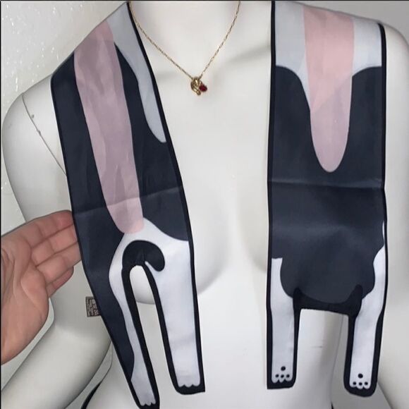 FRENCHIE BOSTON TERRIER SCARF TWILLIE BAG WRAP HANDLE HAIR TIE BANDEAU - Picture 7 of 7